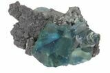 Blue-Green Fluorite on Sparkling Quartz - China #120330-1